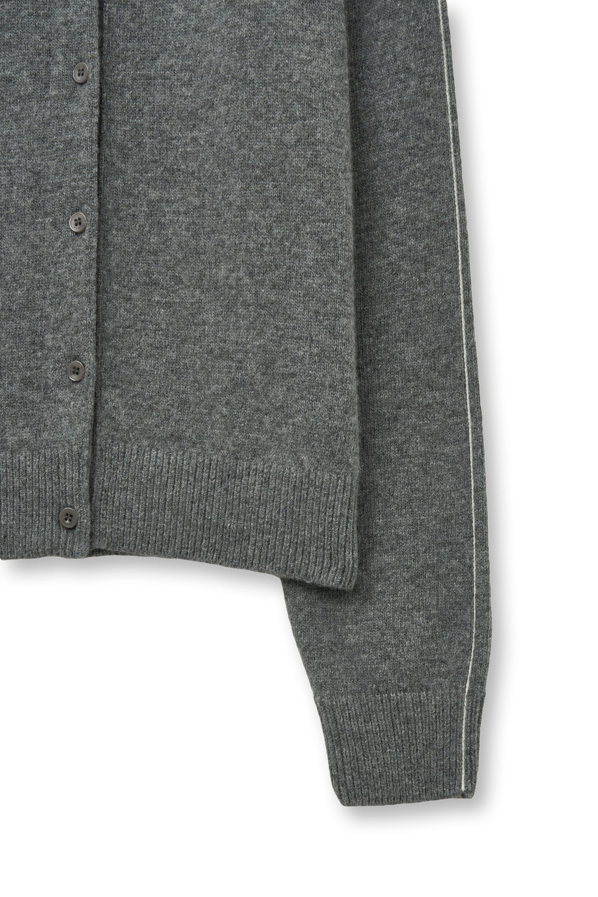 matinkim CASHMERE BLENDED ROUND KNIT CARDIGAN IN GREY