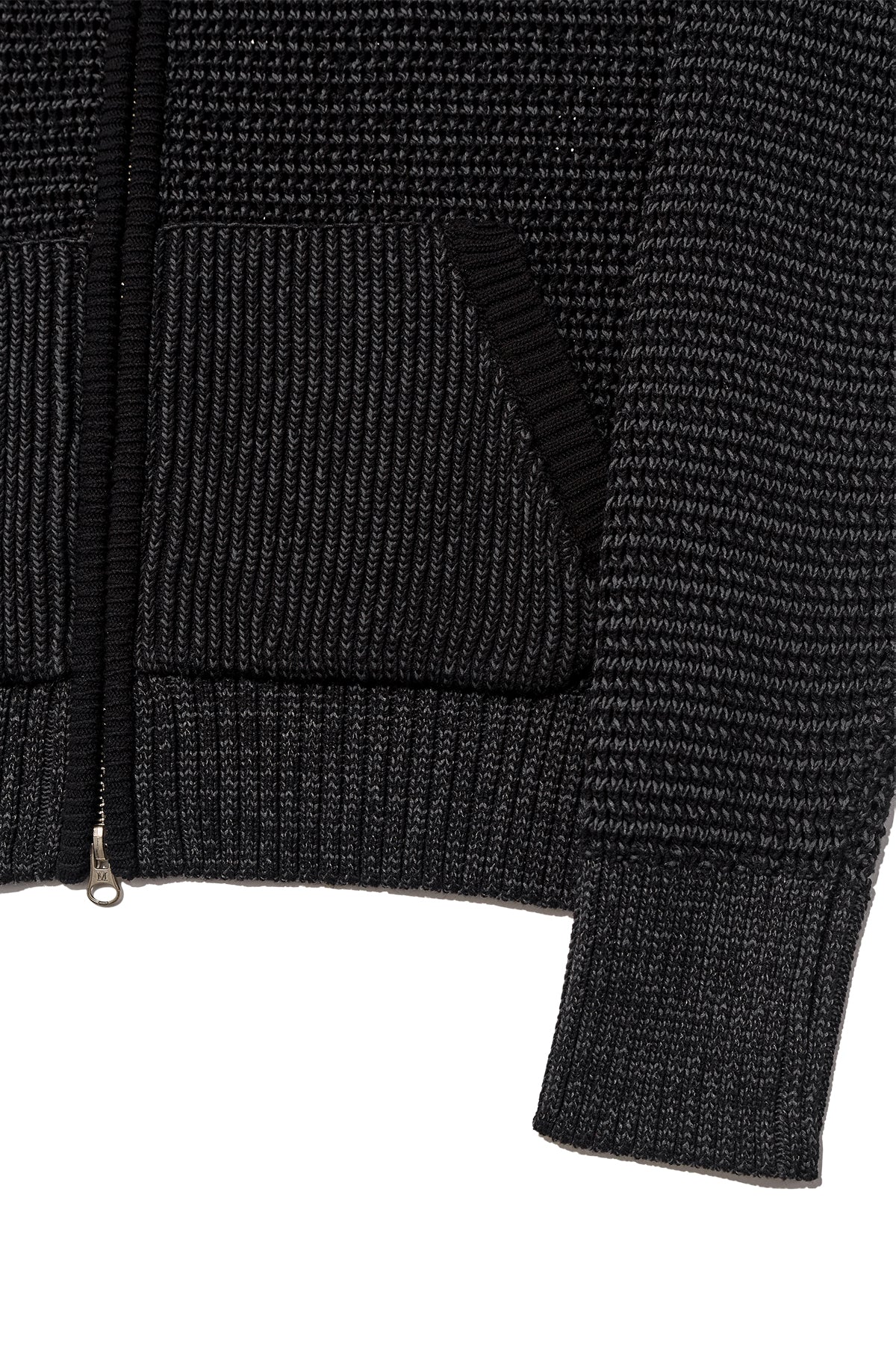 matinkim TWO TONE MESH KNIT HOODY ZIP UP IN BLACK