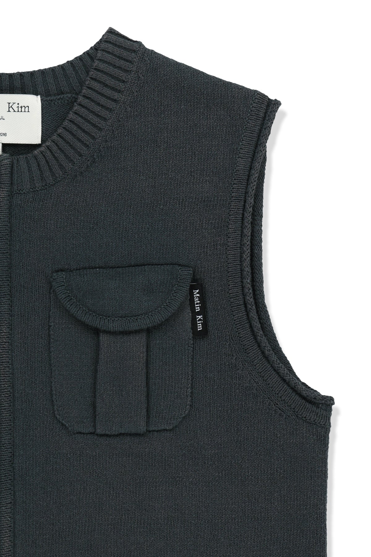matinkim POCKET WASHED KNIT VEST IN CHARCOAL