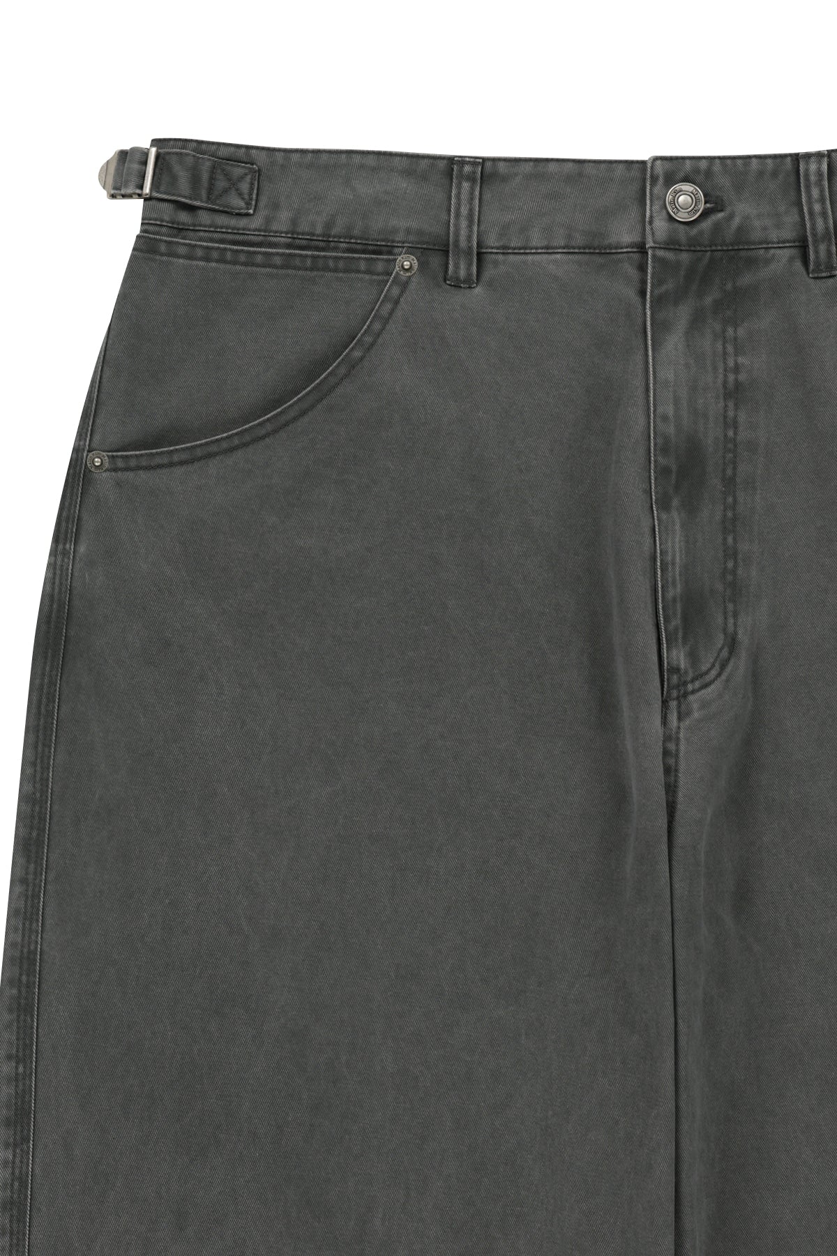 matinkim SIDE TAB WASHED COTTON PANTS IN CHARCOAL
