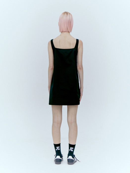 rest&recreation SQUARE NECK MINI DRESS - BLACK