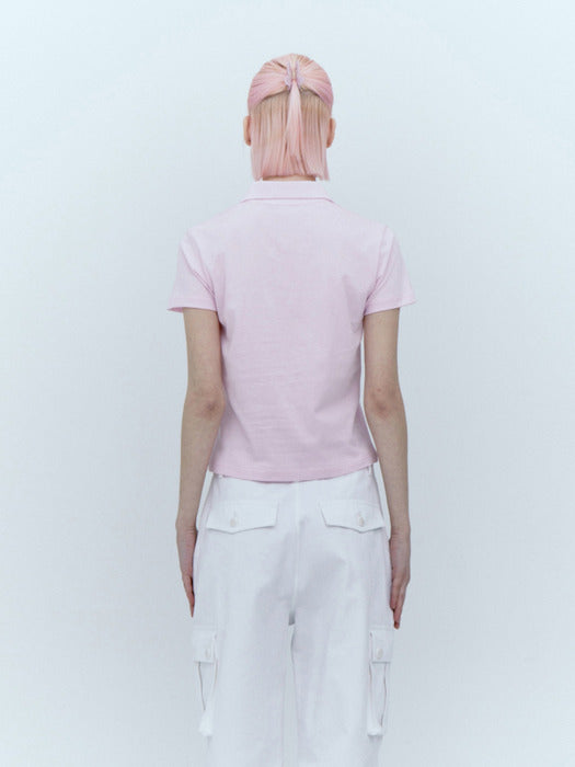 rest&recreation LIGHT POLO TOP - PINK