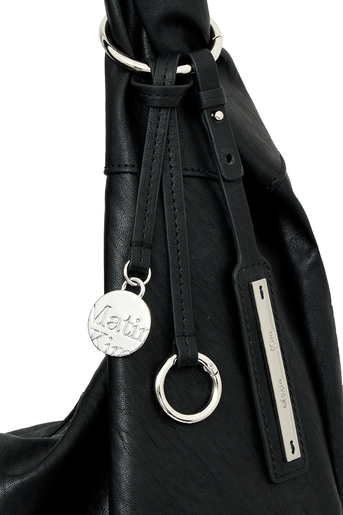 matinkim TWIST HANDLE SMALL HOBO BAG IN BLACK