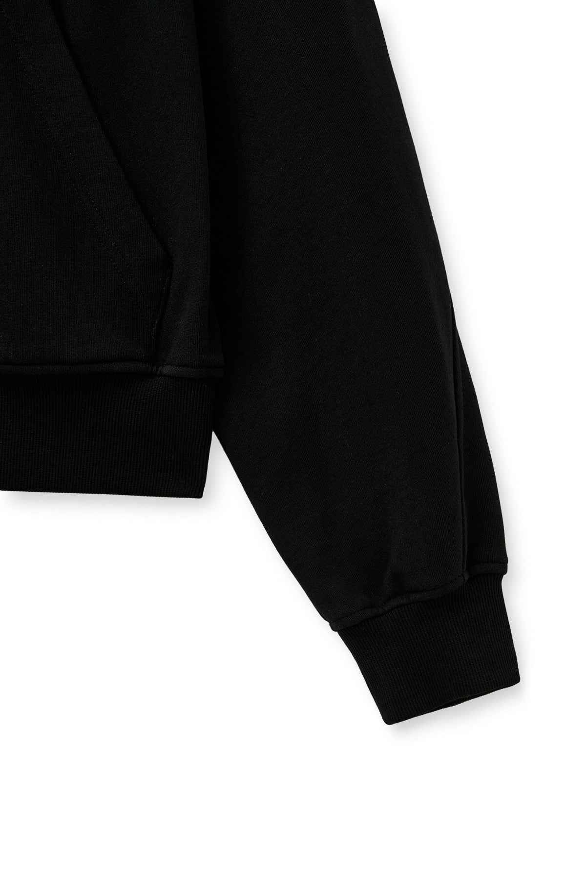 matinkim DRAWSTRING POINT ZIP UP HOODY IN BLACK