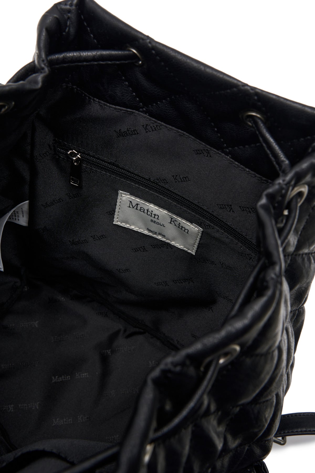 matinkim DOUBLE POCKET QUILTING BACKPACK IN BLACK