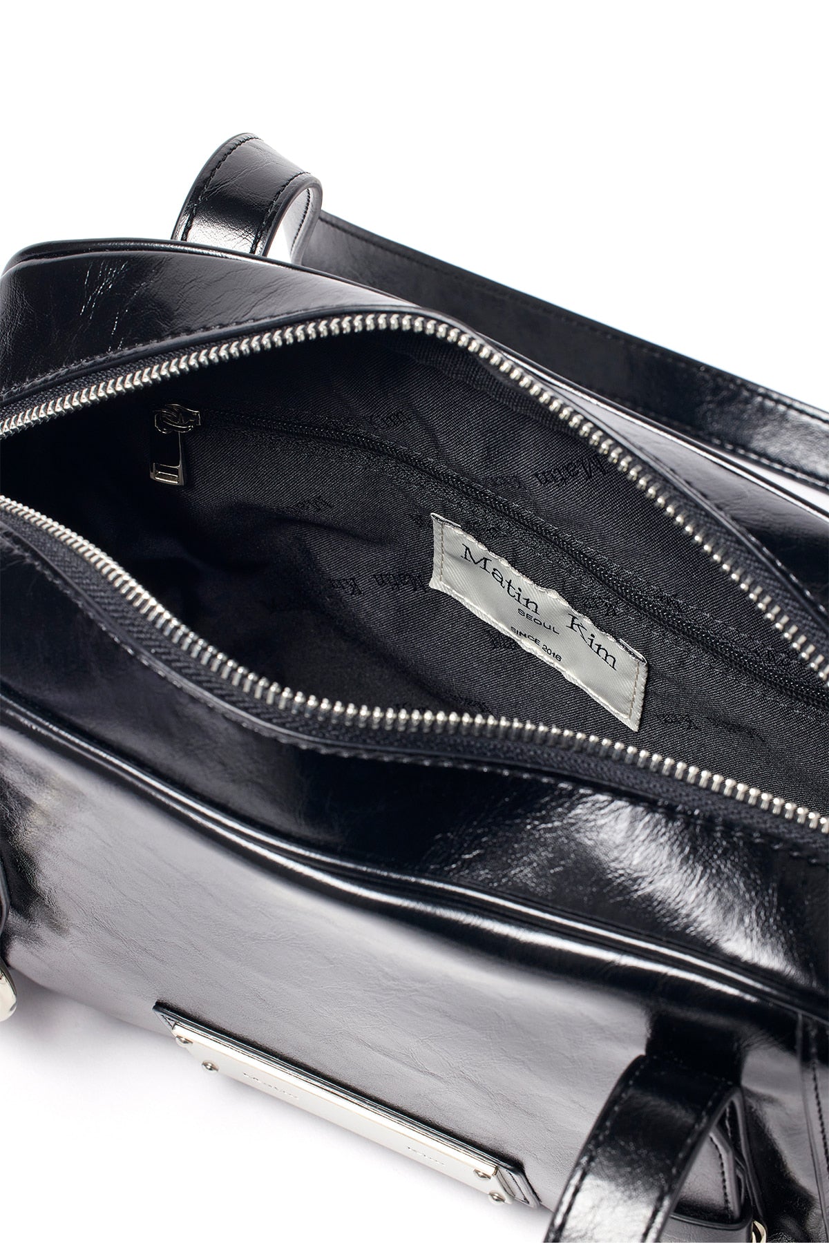 matinkim BIKER DETAIL SQUARE SHOULDER BAG IN BLACK