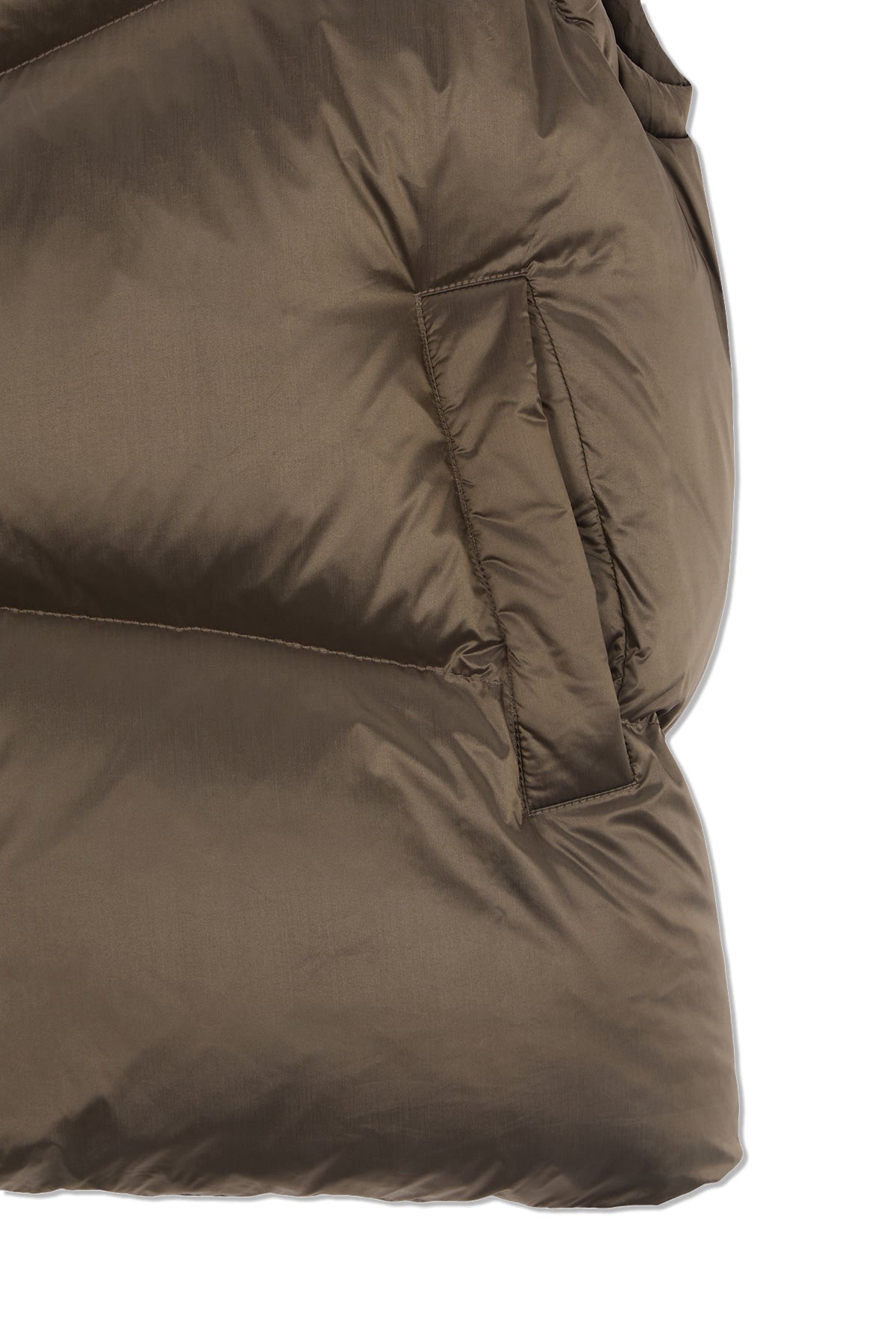 matinkim UNBALANCE QUILTED DOWN VEST FOR MEN IN KHAKI BROWN