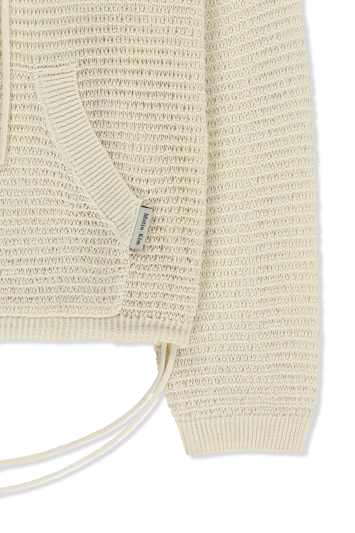 matinkim OVERSIZED MESH KNIT HOODIE IN CREAM