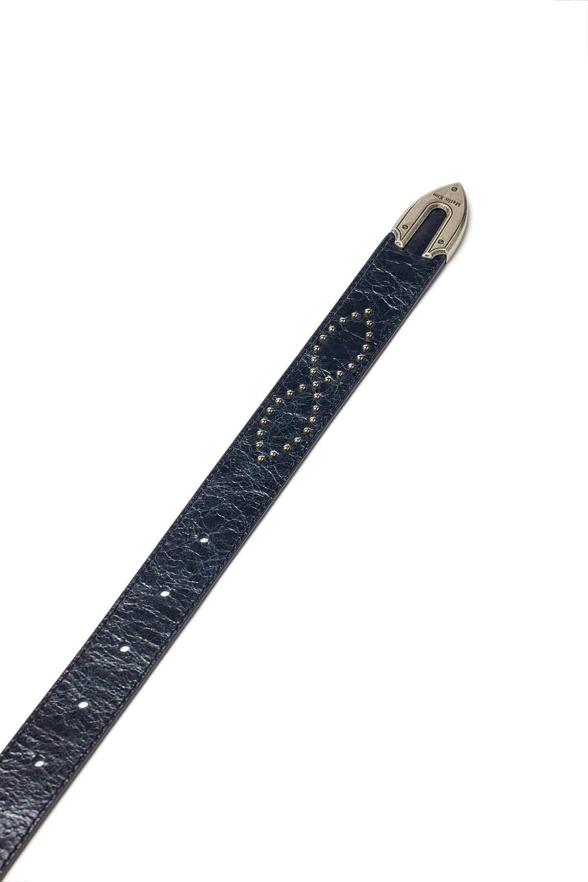 matinkim MATIN LOGO STUD LEATHER BELT IN BLACK