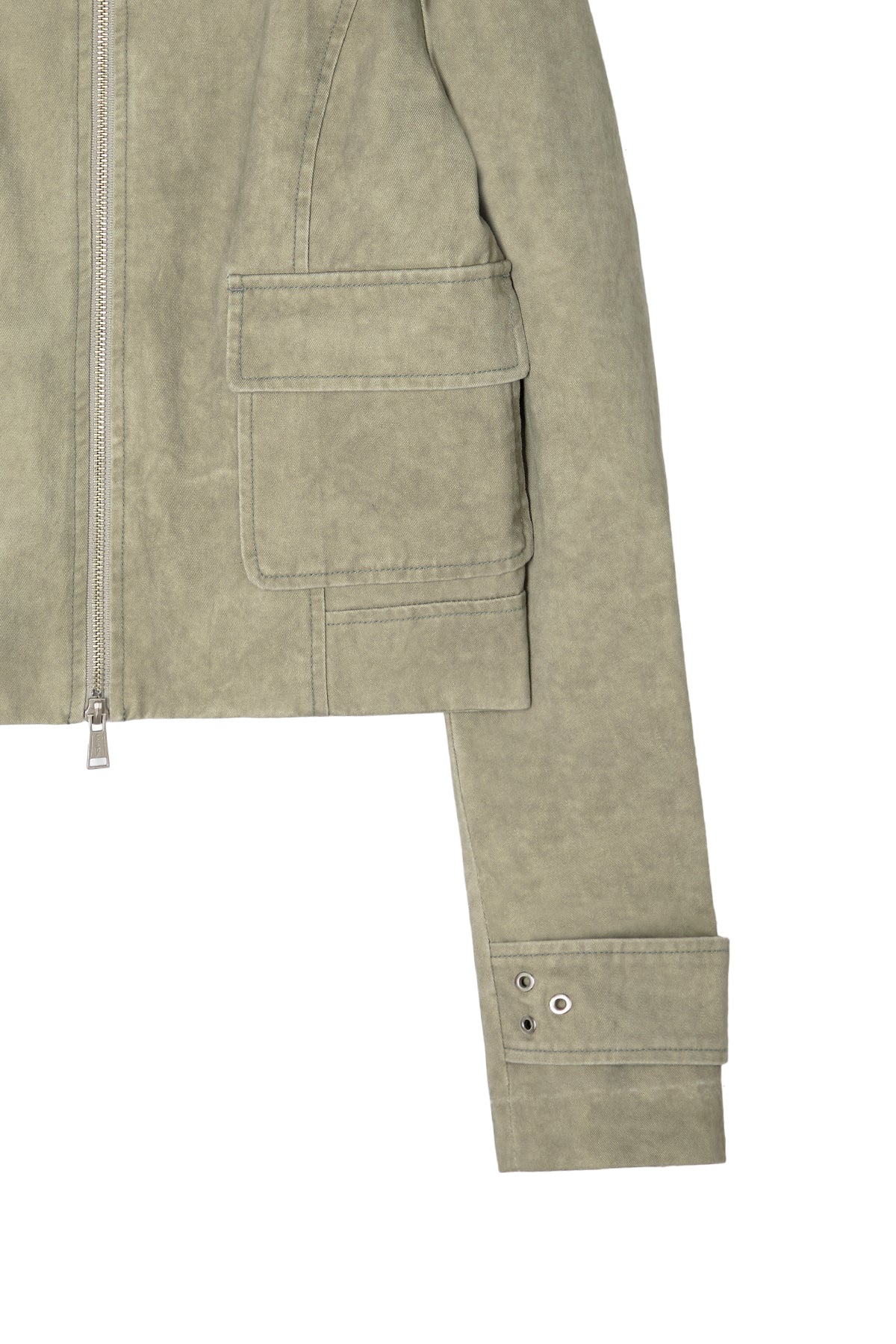 matinkim WASHED SLIM BIKER JUMPER IN LIGHT KHAKI
