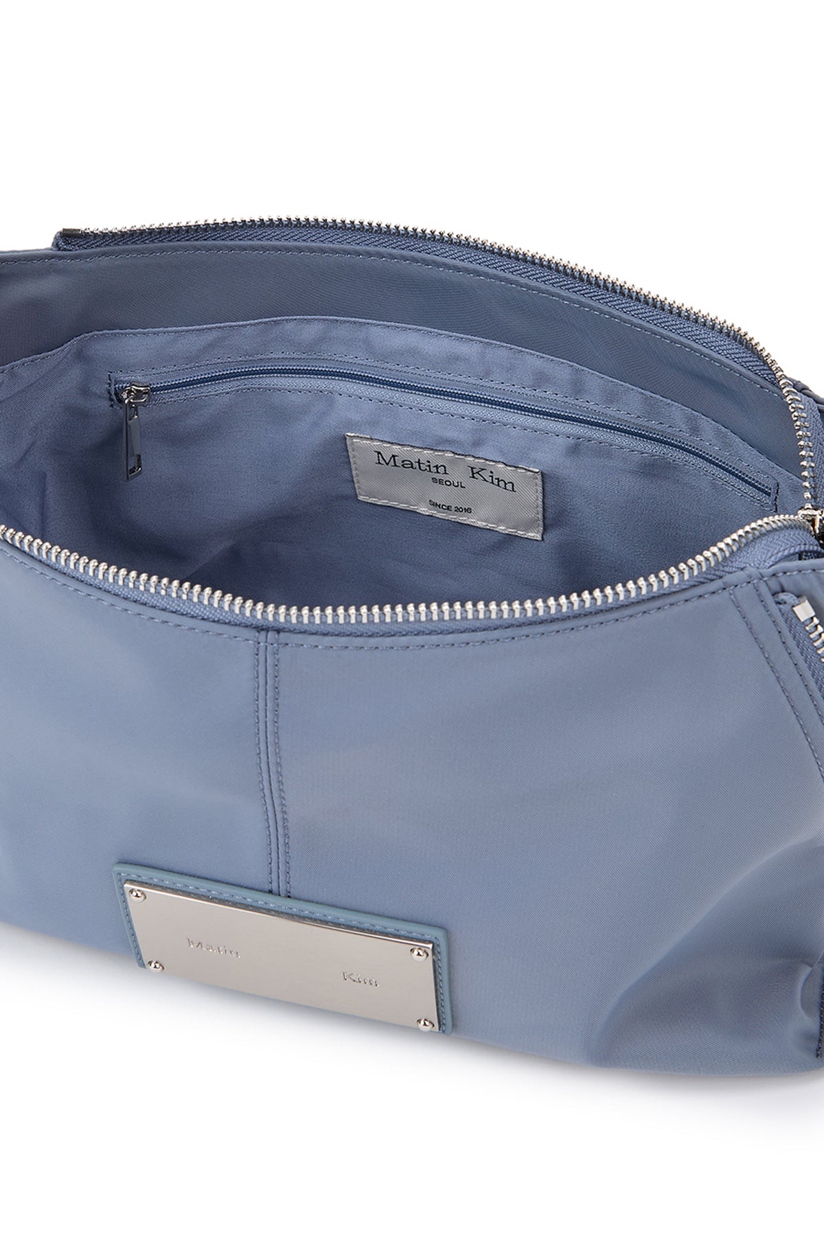matinkim SIDE ZIPPER FABRIC TWO WAY BAG IN BLUE