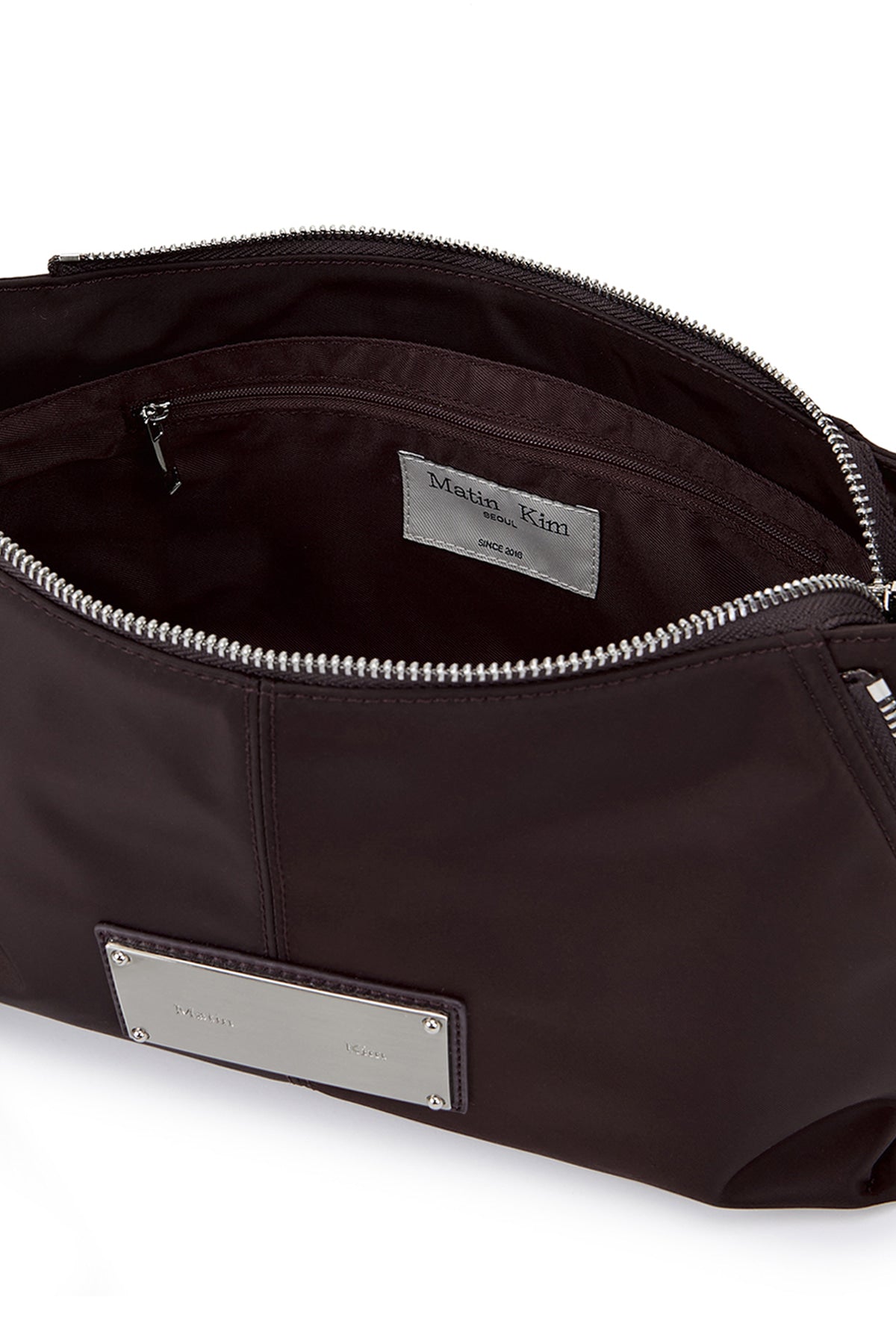 matinkim SIDE ZIPPER FABRIC TWO WAY BAG IN WINE