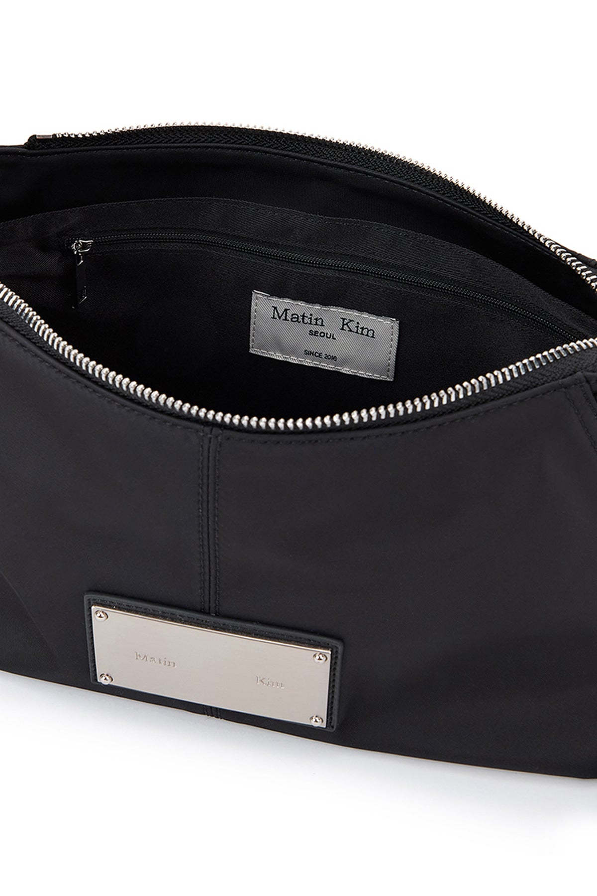 matinkim SIDE ZIPPER FABRIC TWO WAY BAG IN BLACK