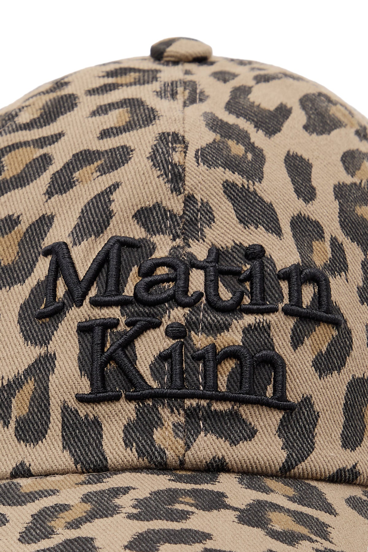 matinkim MATIN LEOPARD VOLUME LOGO BALL CAP IN DARK BEIGE