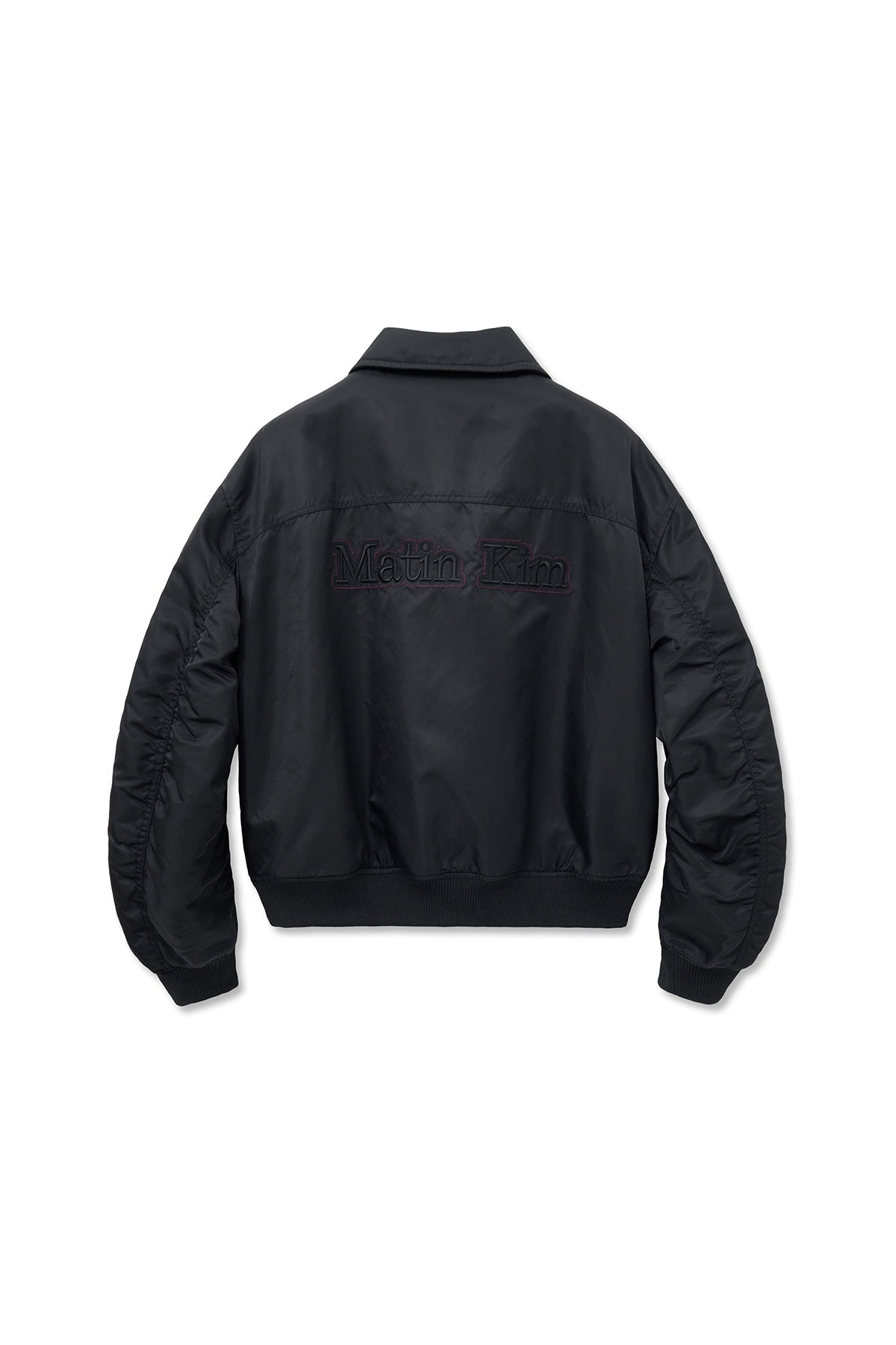 matinkim APPLIQUE LOGO SHIRRING BOMBER JUMPER FOR MEN IN BLACK