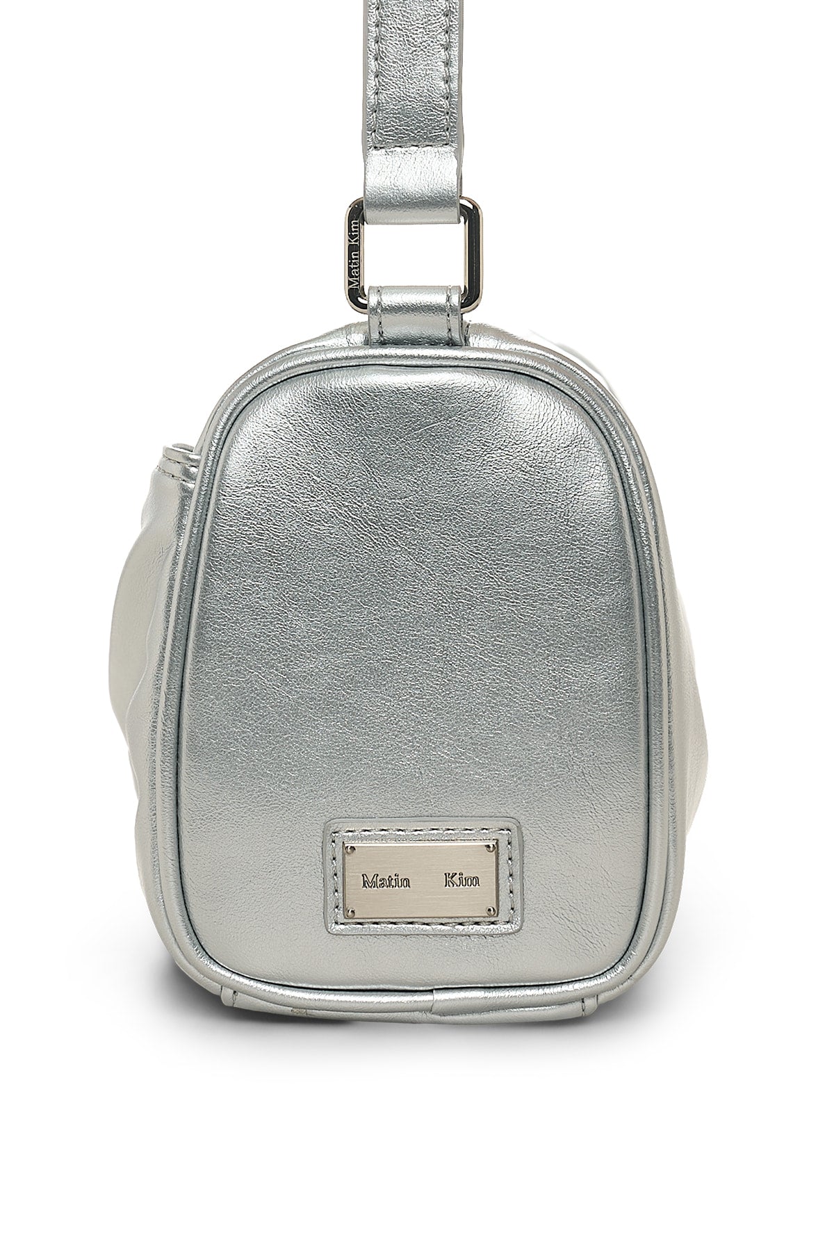 matinkim FRONT SHIRRING RIBBON MINI BAG IN SILVER