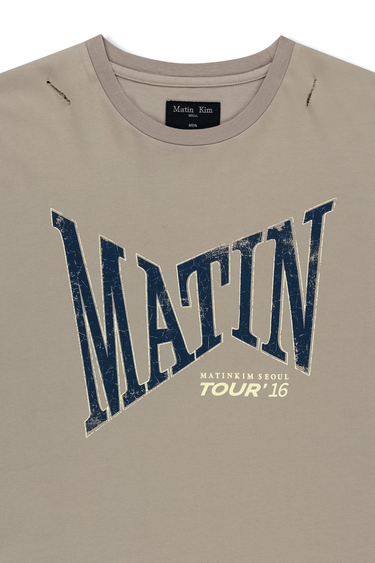 matinkim RAW EDGE CUT OUT SLEEVELESS TOP FOR MEN IN BEIGE