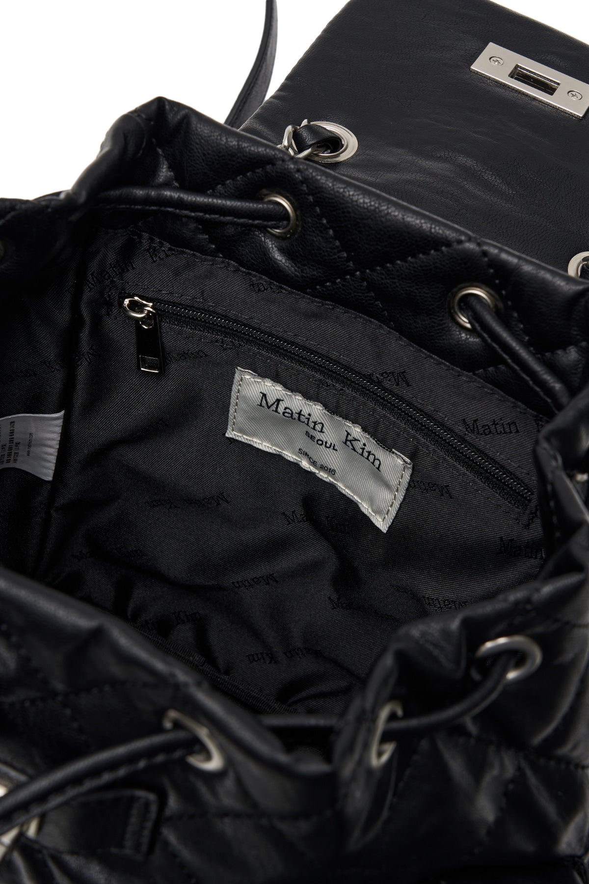 matinkim DOUBLE POCKET QUILTING MINI BACKPACK IN BLACK