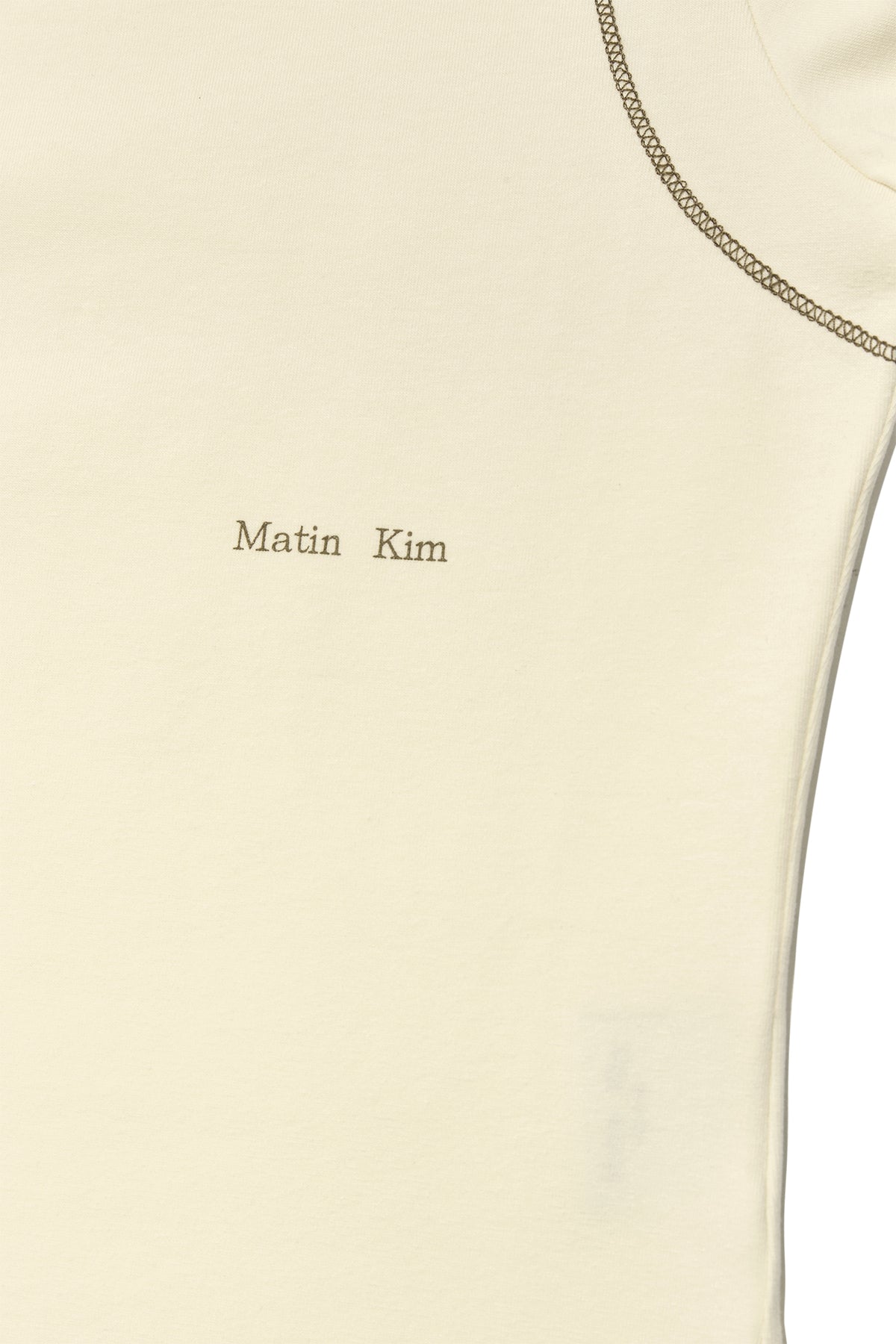 matinkim STITCH POINT SMALL LOGO TOP IN LIGHT YELLOW