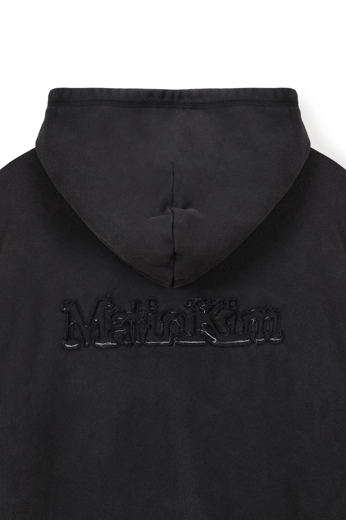 matinkim BACK LOGO WASHED HOODY ZIP UP FOR MEN IN CHARCOAL