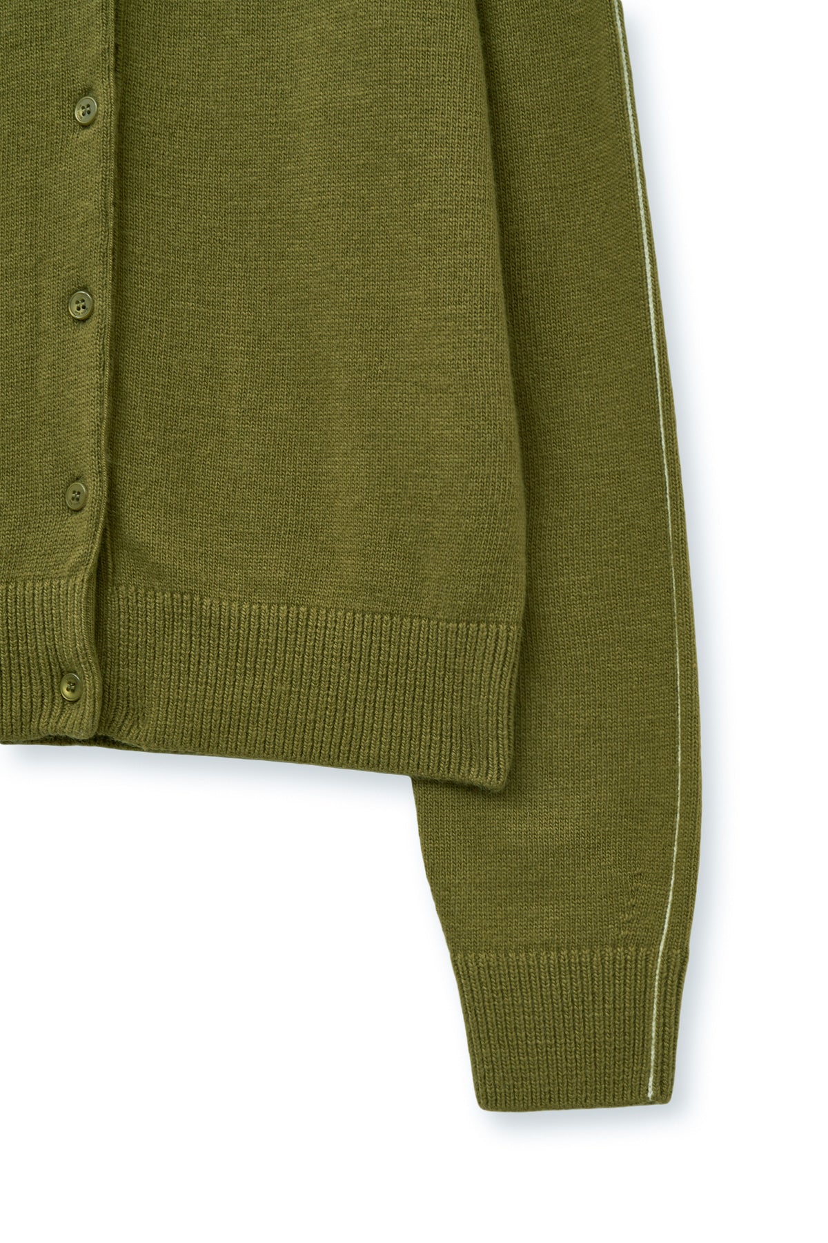 matinkim CASHMERE BLENDED ROUND KNIT CARDIGAN IN OLIVE