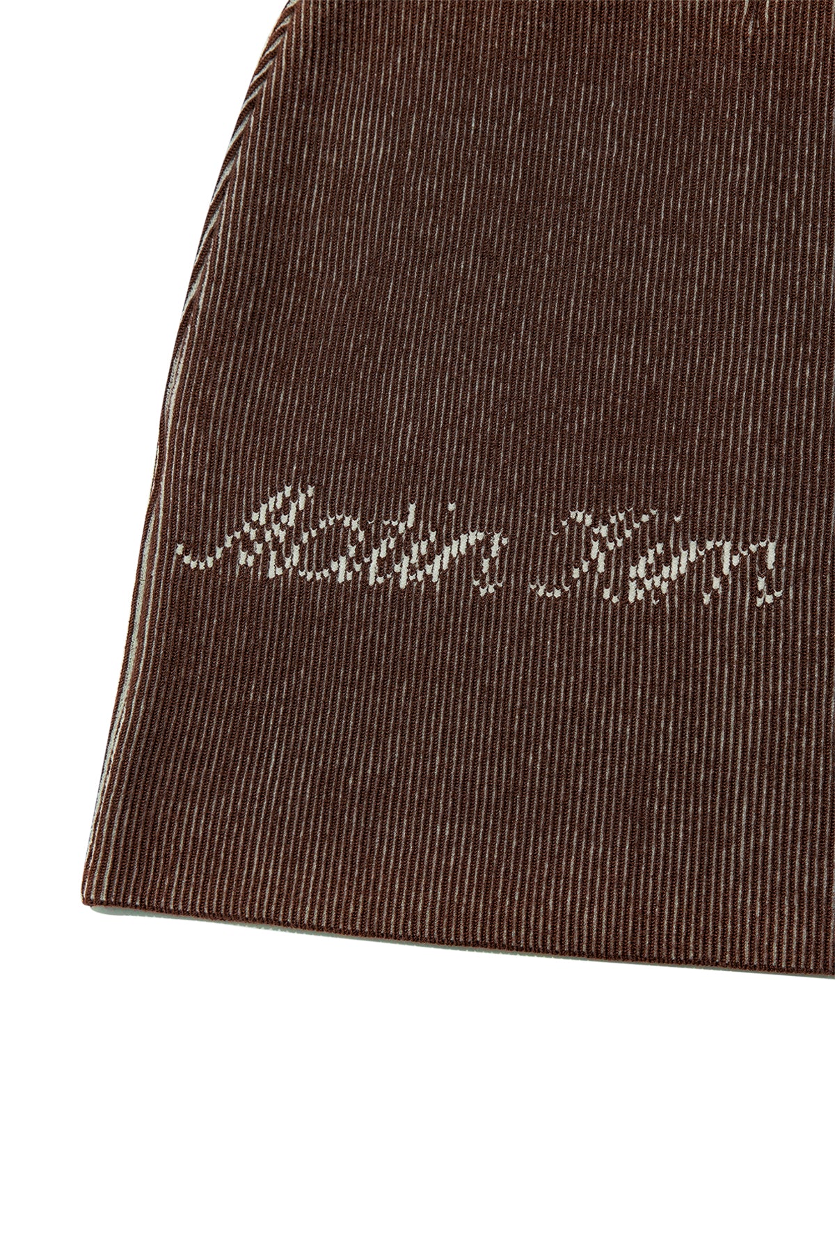 matinkim TWO TONE BANDING KNIT MINI SKIRT IN BROWN