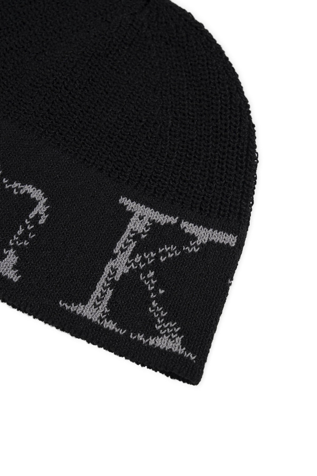 matinkim CRACKED LOGO LIGHT BUCKET BEANIE IN BLACK