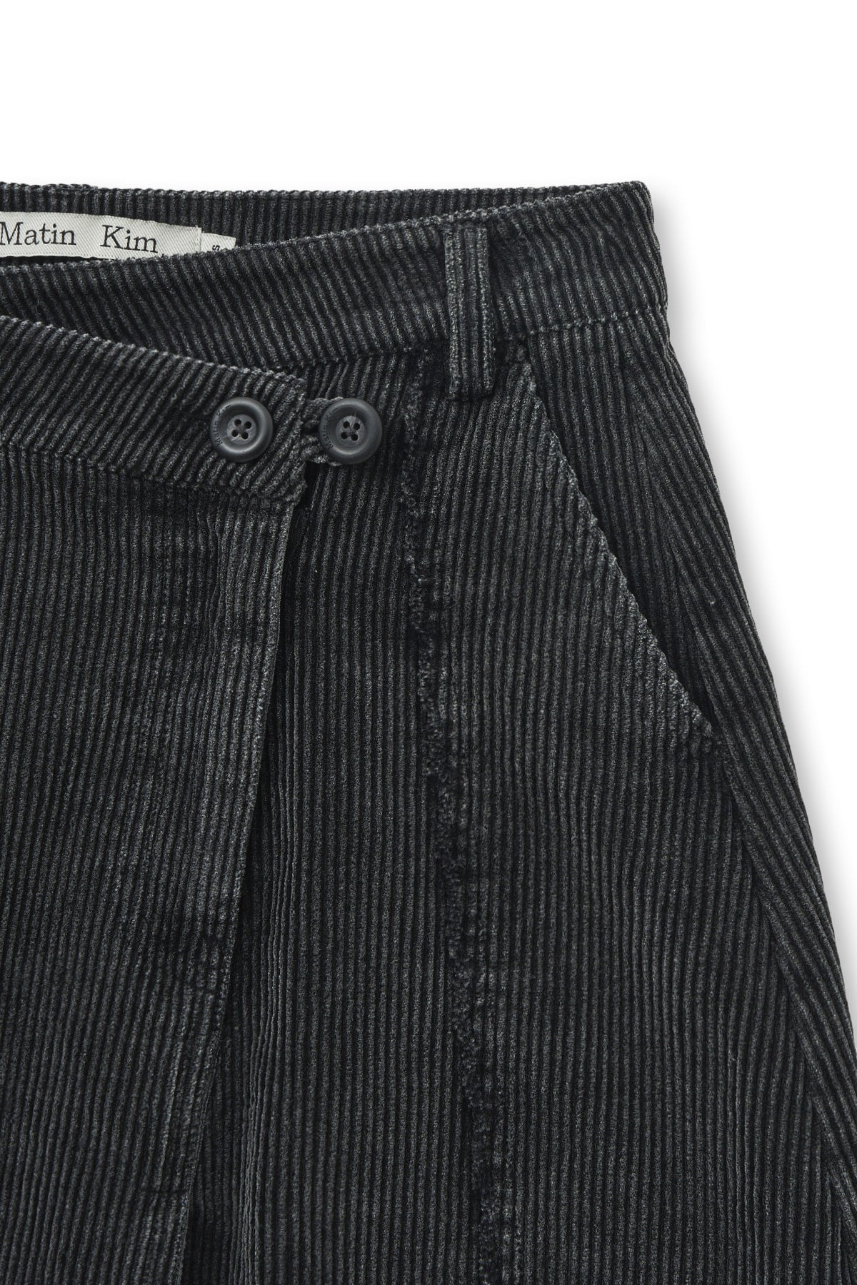 matinkim WASHED CORDUROY WRAP SKIRT IN BLACK