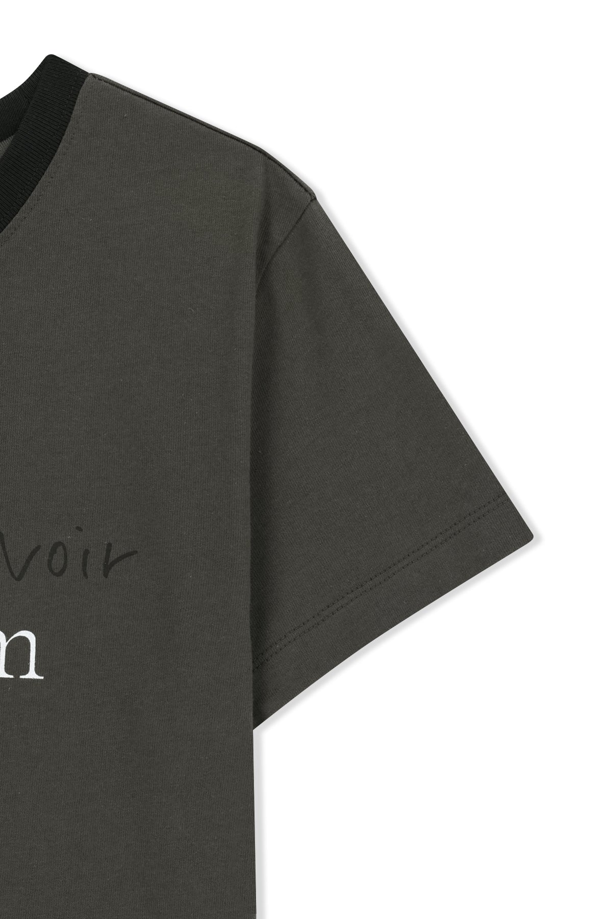 matinkim TONAL RIB LOGO CROP TOP IN CHARCOAL