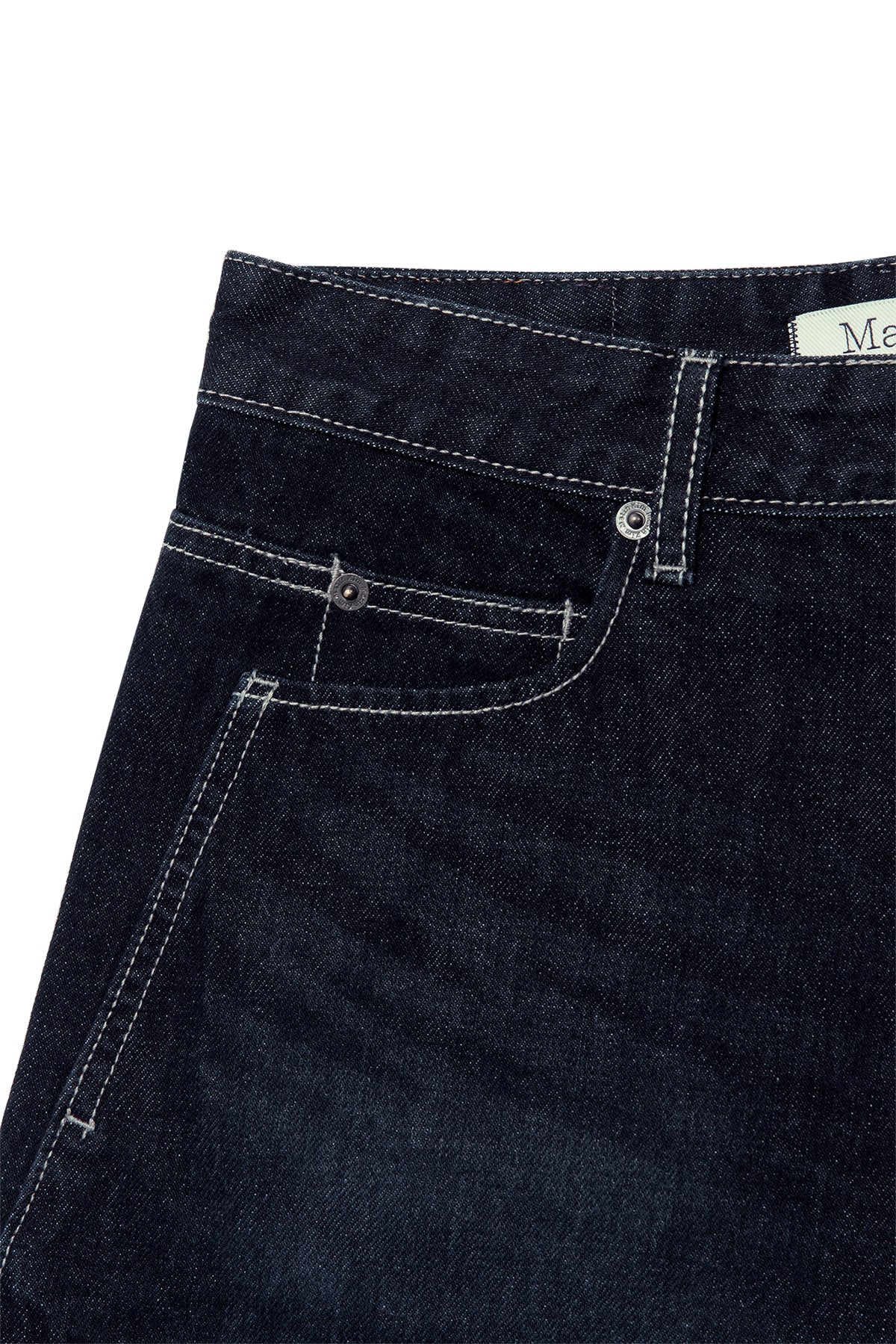 matinkim STITCH POINT DENIM SHORTS IN BLACK
