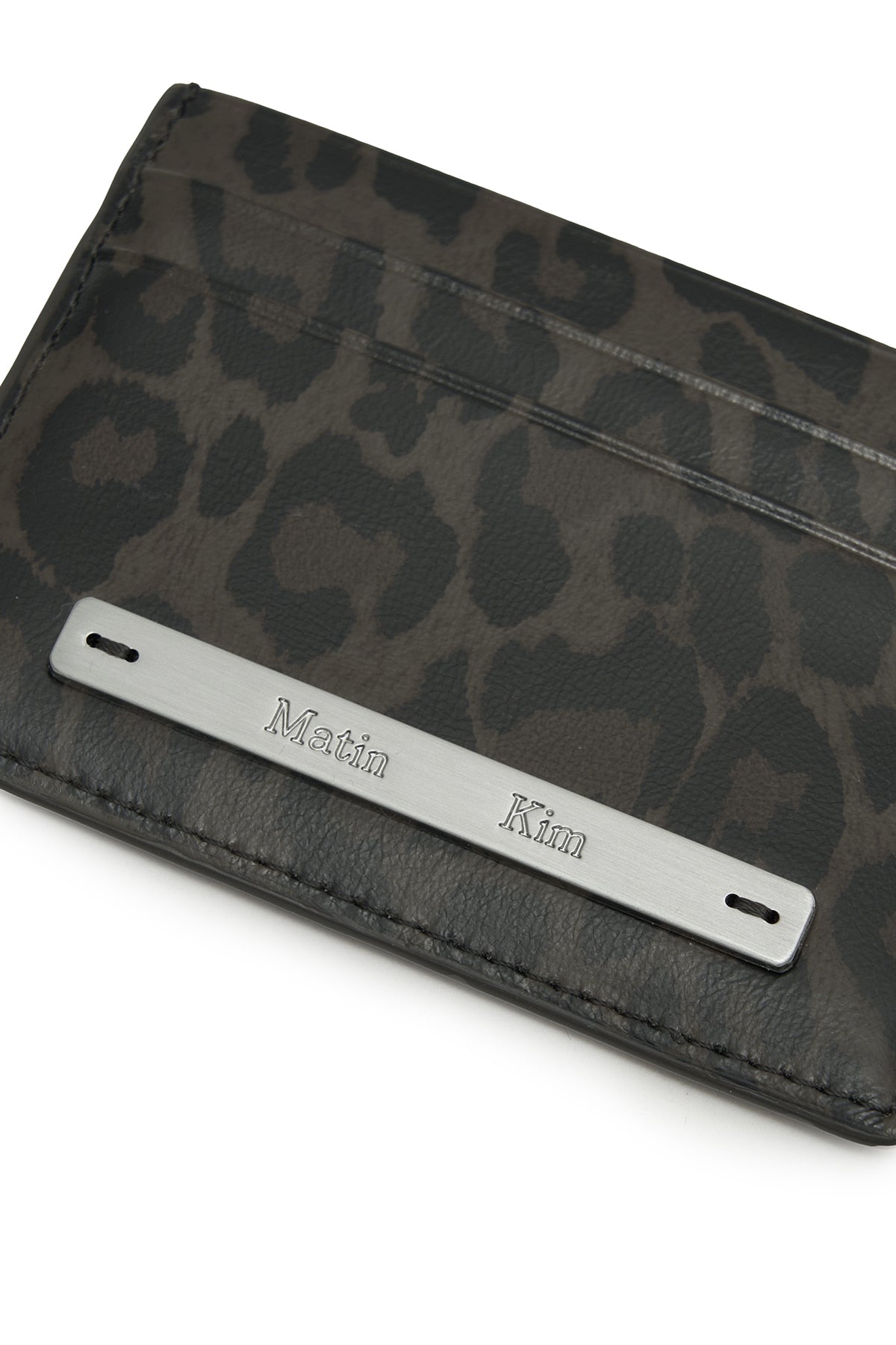matinkim LEOPARD VINTAGE CARD WALLET IN CHARCOAL