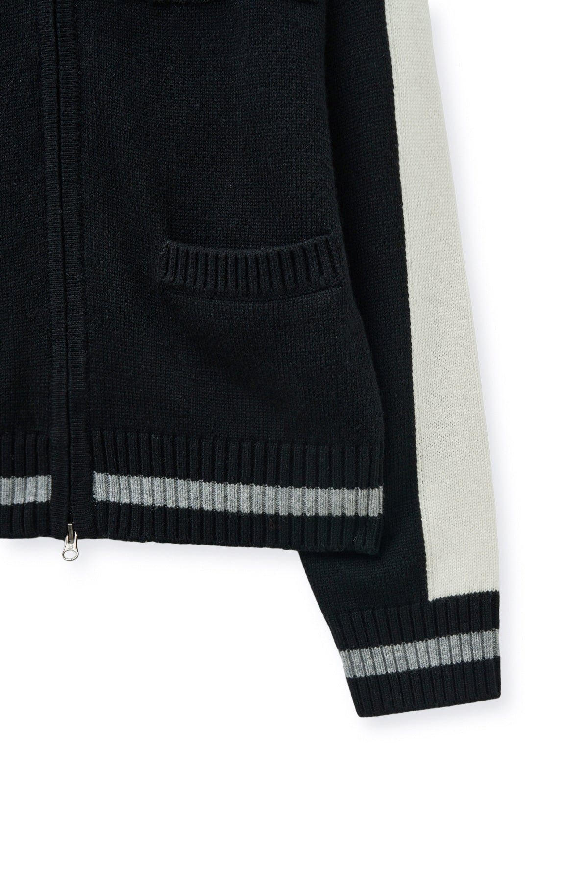 matinkim MATIN KIM INITIAL KNIT ZIP UP FOR WOMEN IN BLACK