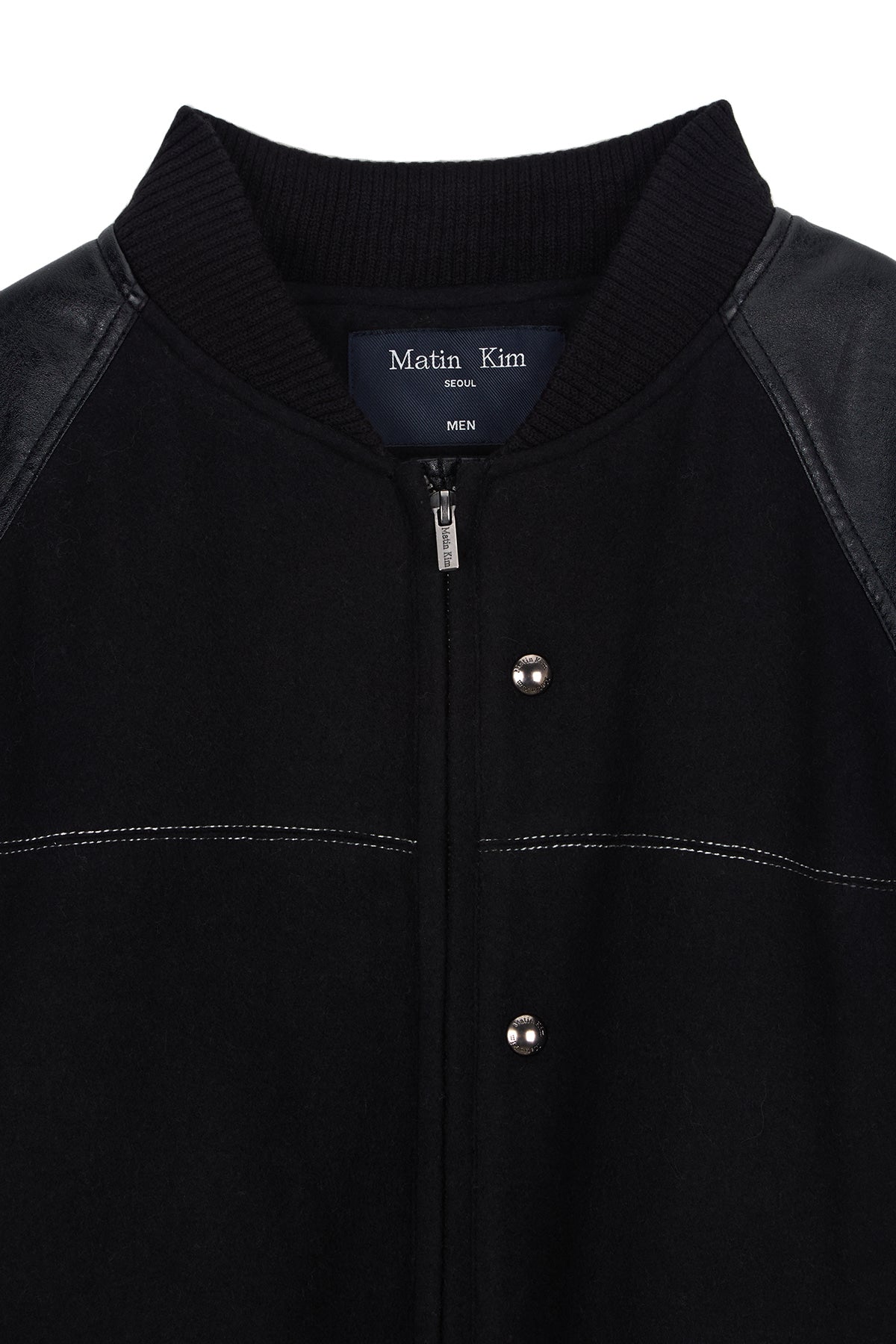 matinkim STUNNING POINT FAUX LEATHER JUMPER FOR MEN IN BLACK