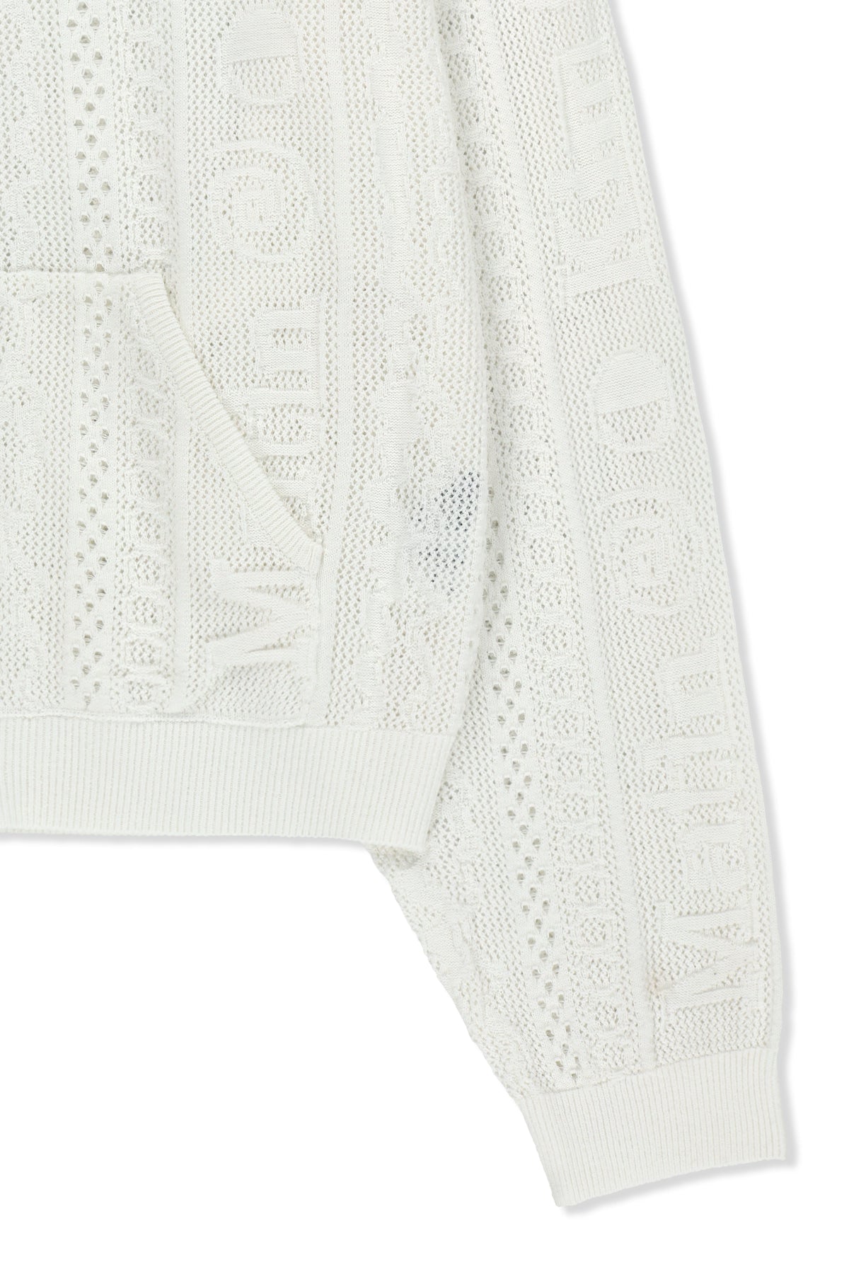 matinkim MESH LOGO KNIT HOODY ZIP UP IN WHITE