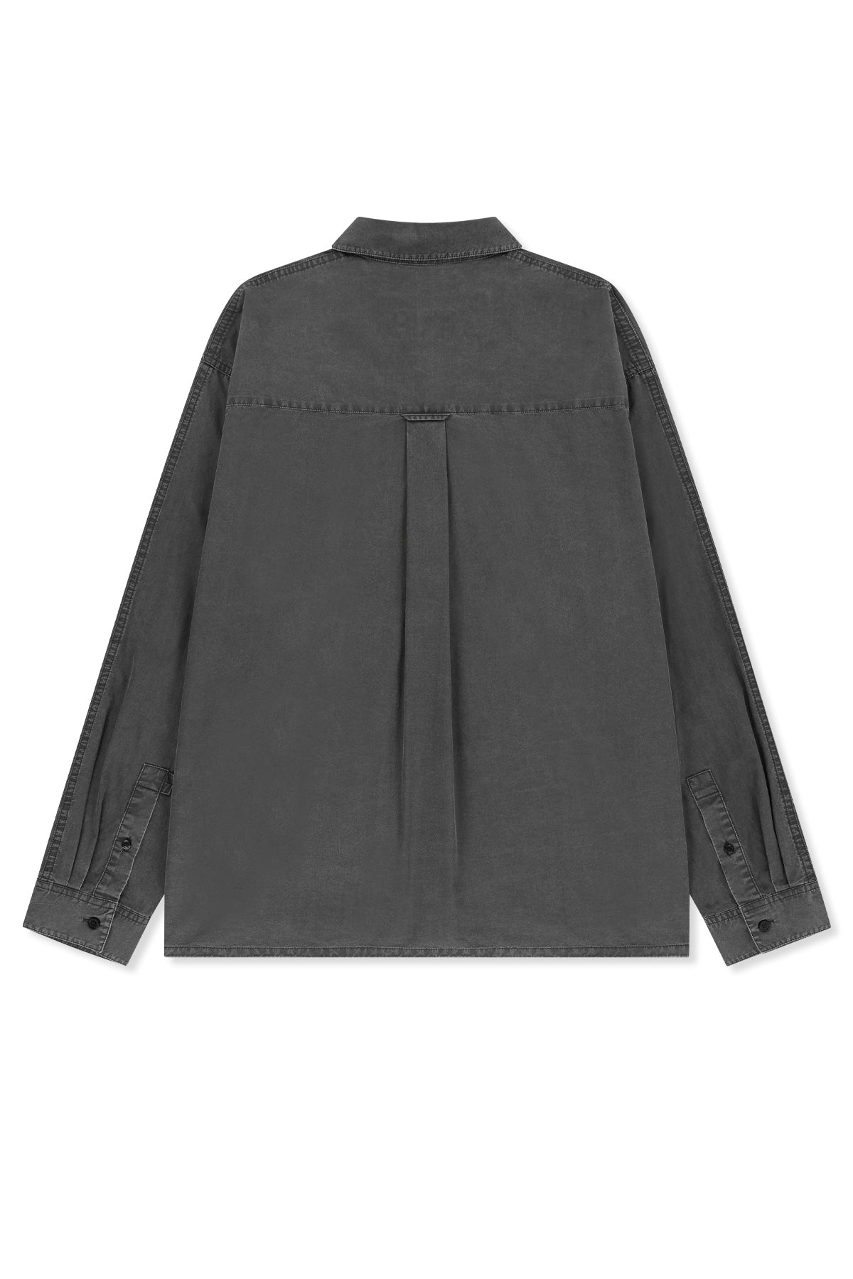 matinkim WASHED COTTON DRAWSTRING SHIRT IN CHARCOAL