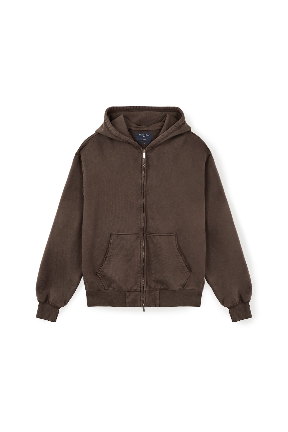 matinkim BACK LOGO WASHED HOODY ZIP UP FOR MEN IN COCOA