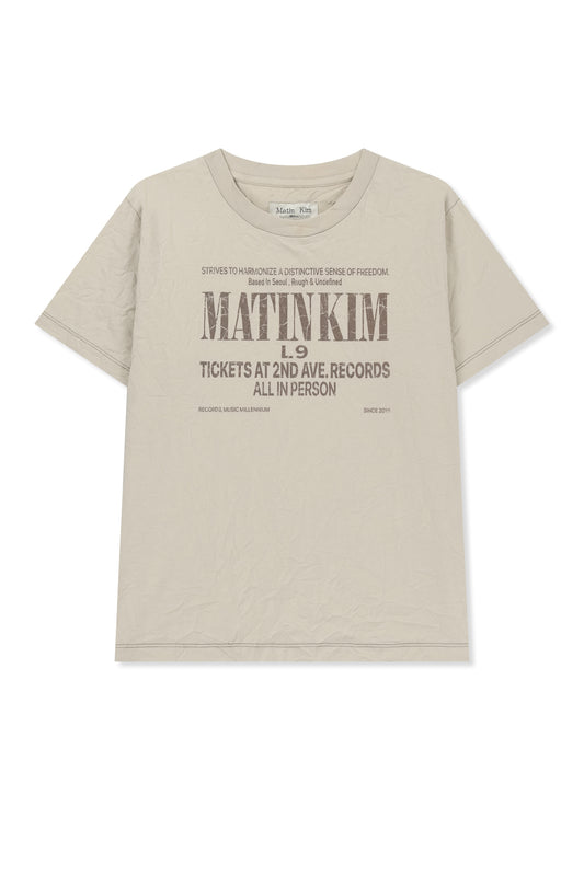 matinkim LETTERING GRAFFITI CREASE TOP IN BEIGE