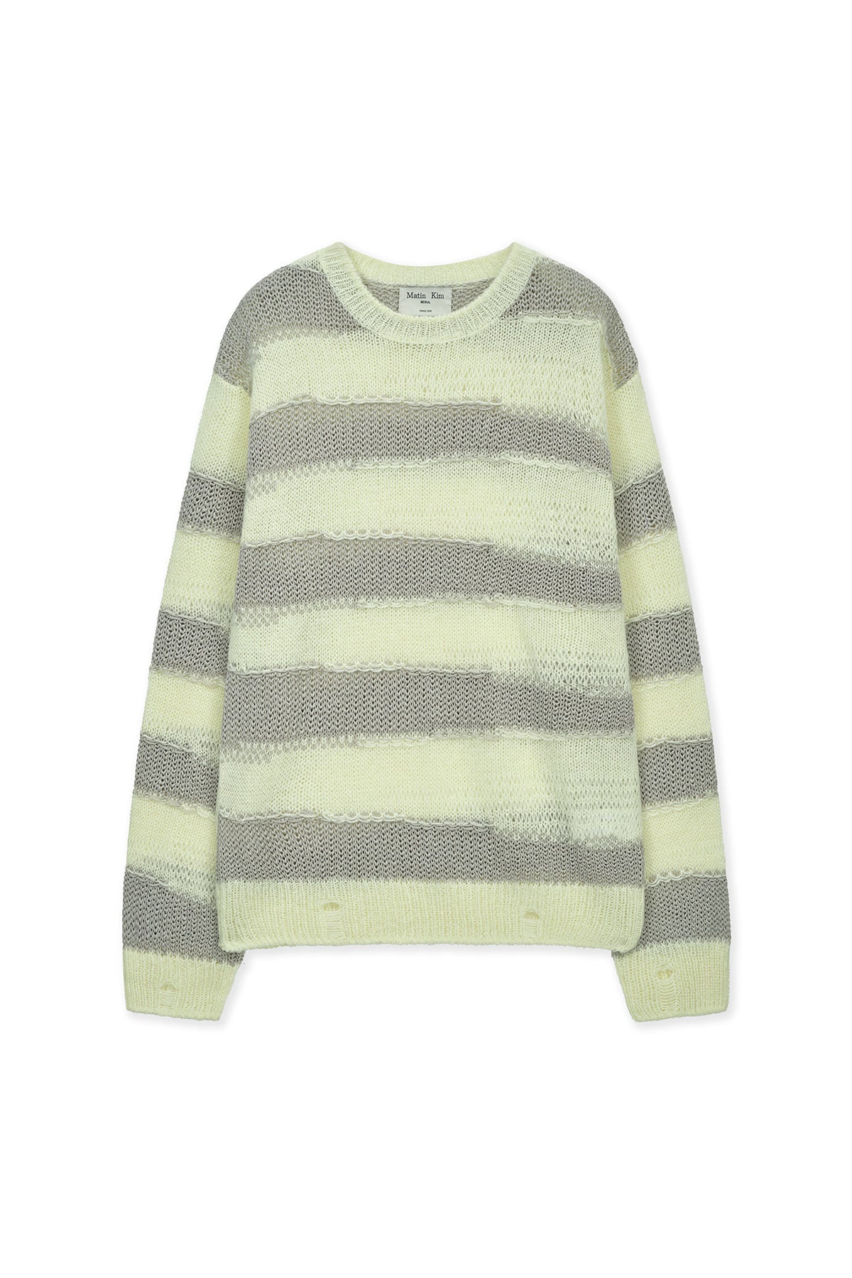 matinkim TEXTURE BLOCK STRIPE KNIT PULLOVER IN LIGHT YELLOW