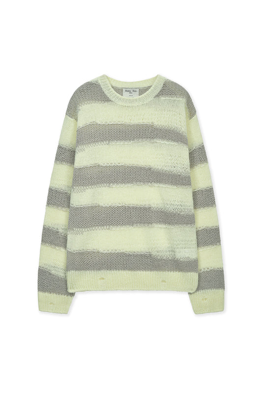matinkim TEXTURE BLOCK STRIPE KNIT PULLOVER IN LIGHT YELLOW