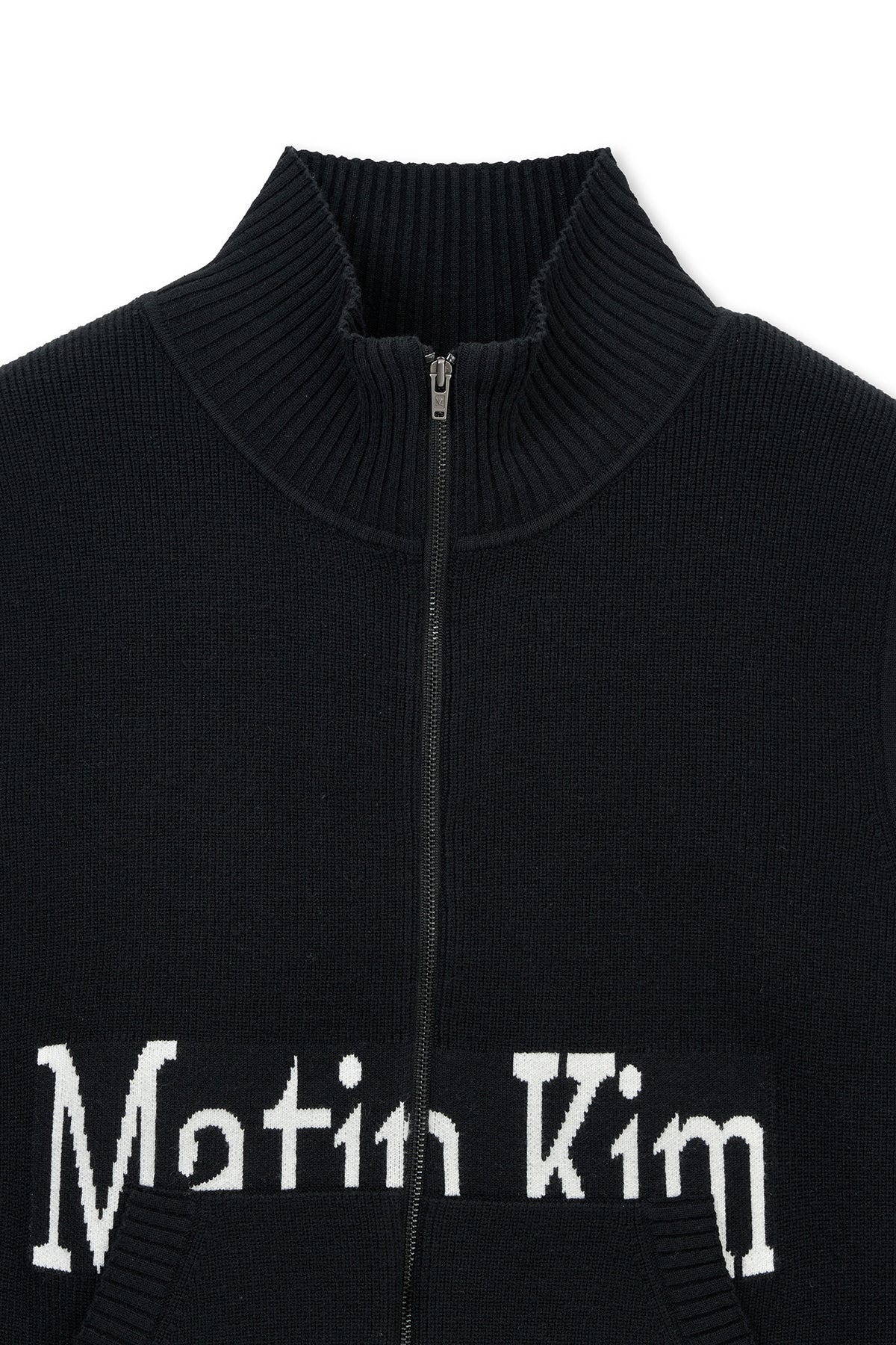 matinkim MATIN SPELL POINT KNIT ZIP UP VEST IN BLACK