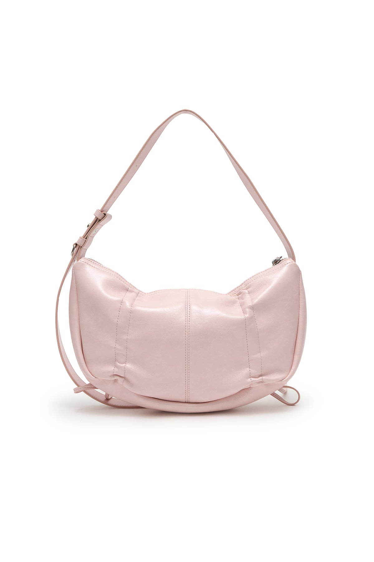 matinkim HALF SHIRRING RIBBON ROUND BAG IN LIGHT PINK