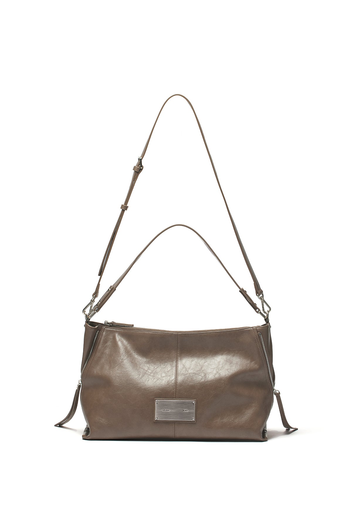 matinkim SIDE ZIPPER SHOULDER BAG IN DARK BROWN