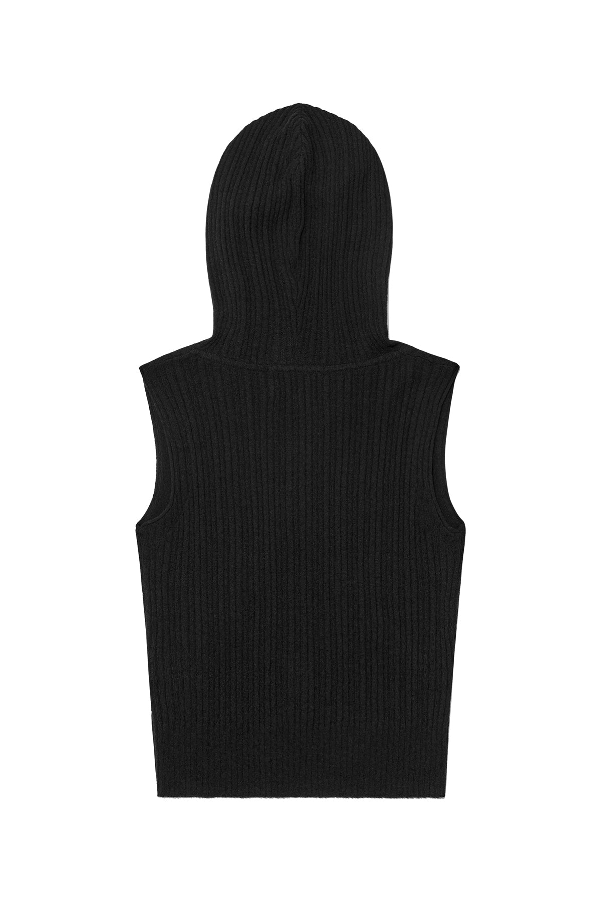 matinkim WRAP SLEEVELESS KNIT HOODY TOP IN BLACK