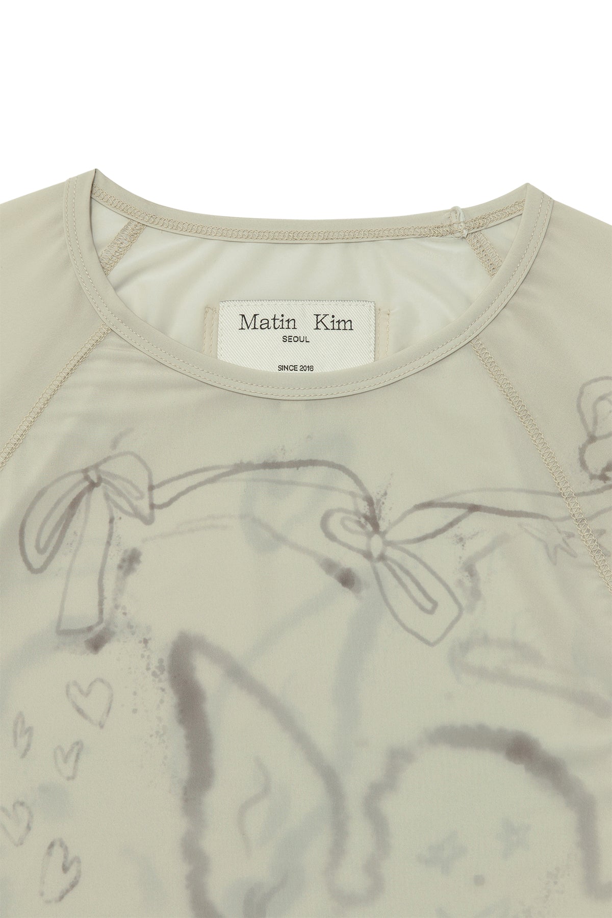 matinkim SEE THROUGH PRINTING TOP IN KHAKI BEIGE