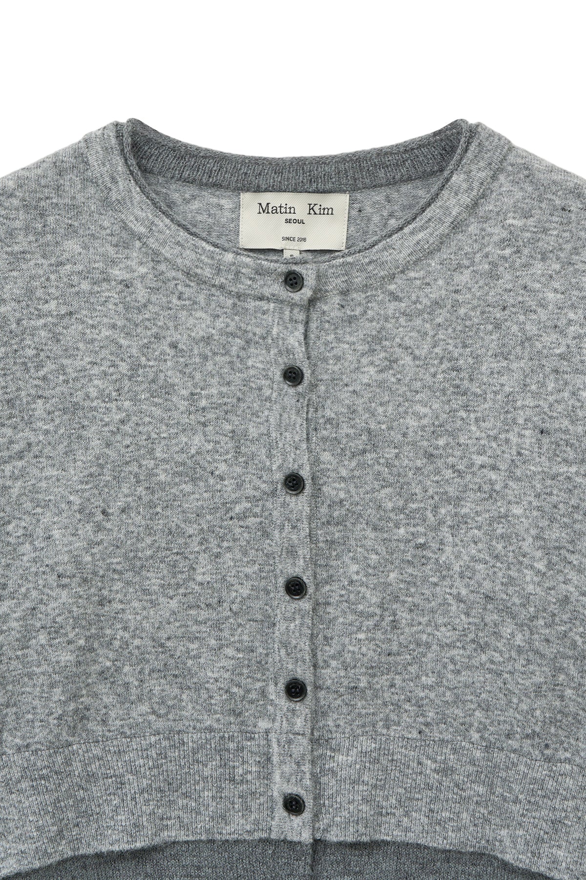 matinkim LAYERED TEXTURE KNIT CARDIGAN IN GREY