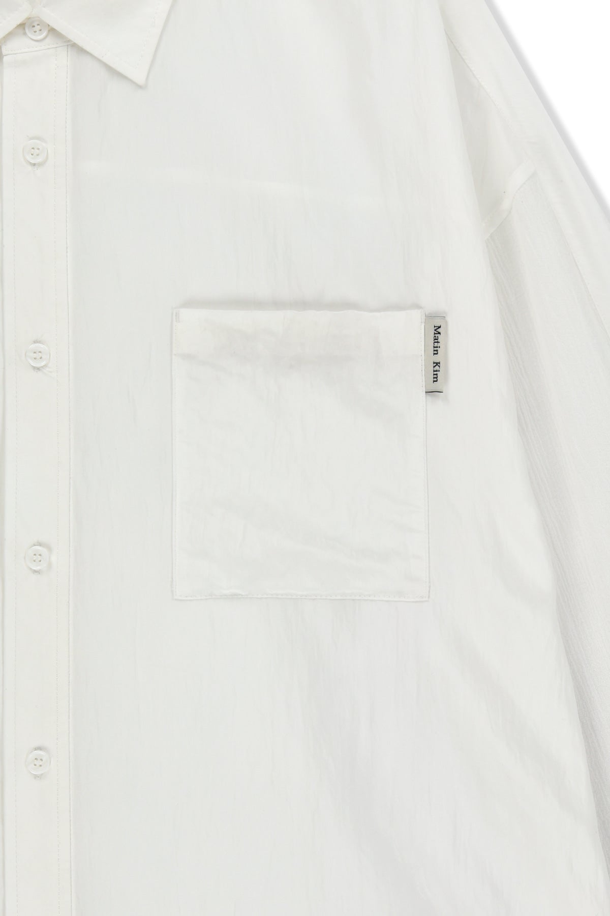 matinkim MIXED PANEL OVER FIT SHIRT IN WHITE