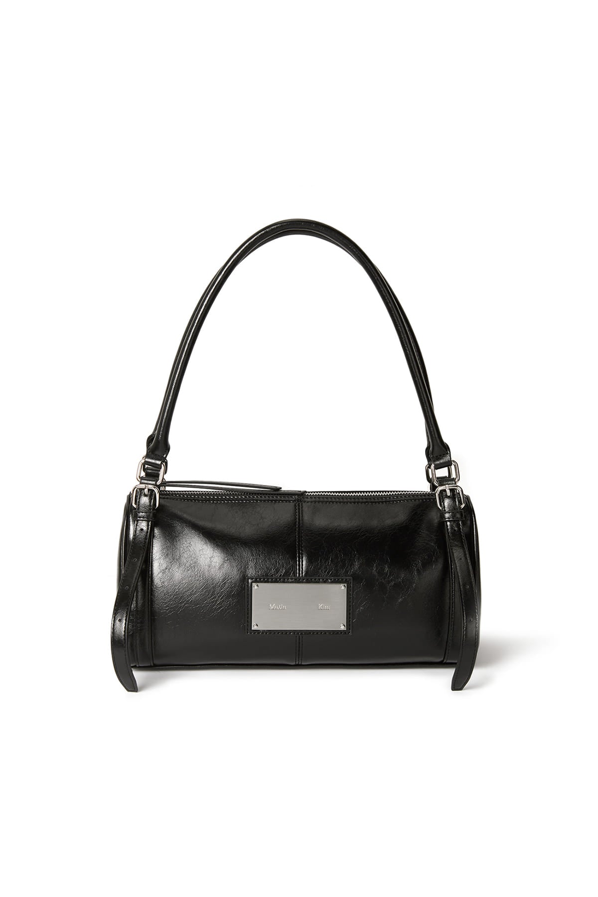 matinkim BUCKLE STRAP SHOULDER BAG IN BLACK
