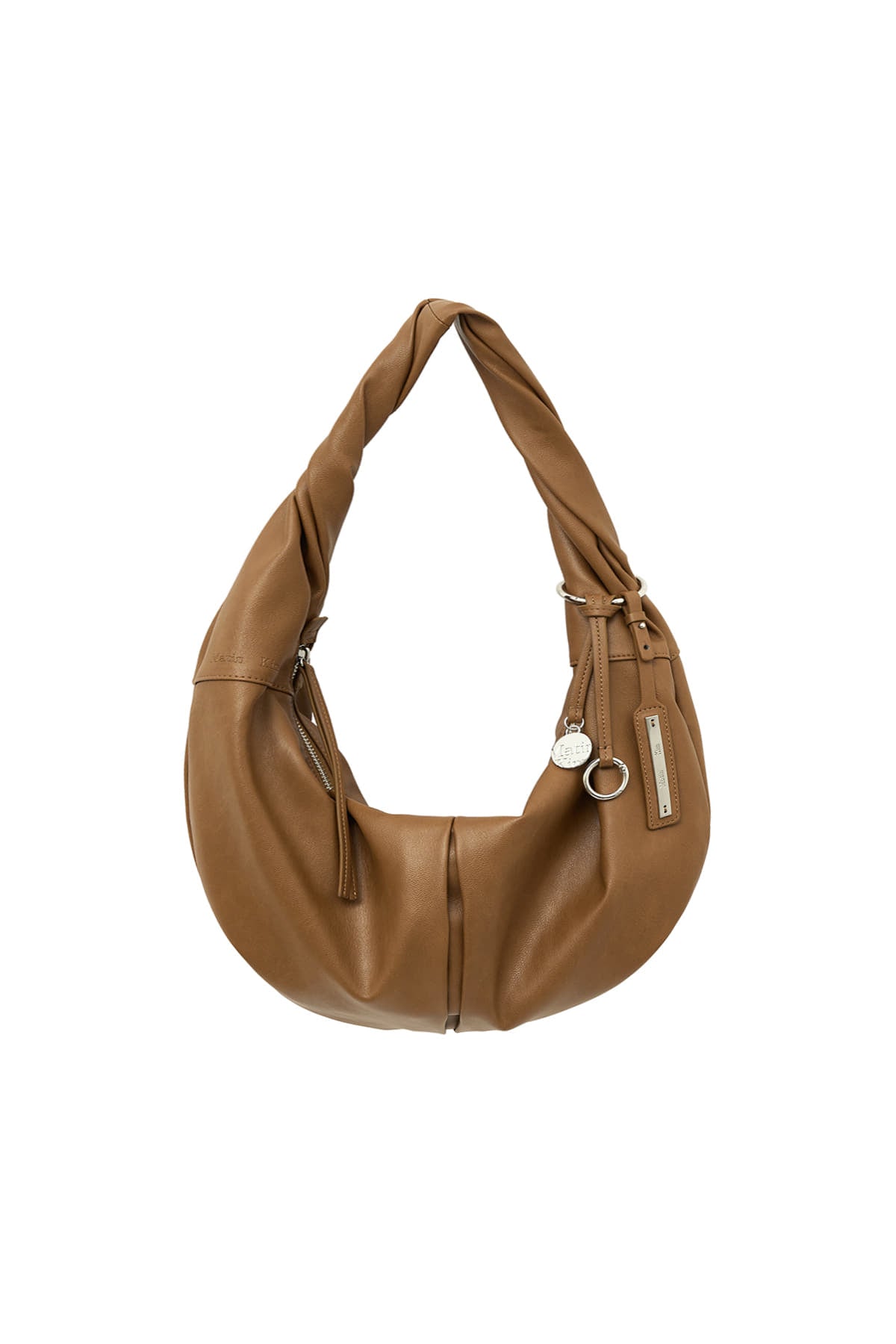 matinkim TWIST HANDLE SMALL HOBO BAG IN BROWN