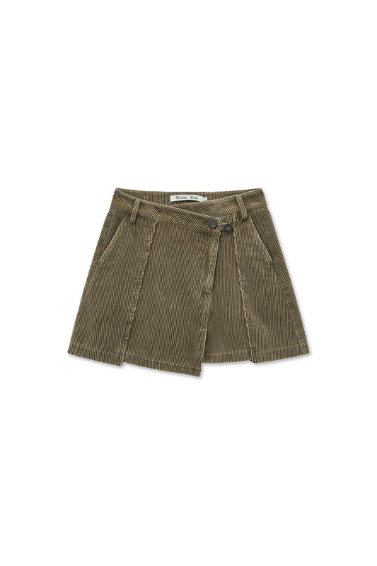matinkim WASHED CORDUROY WRAP SKIRT IN KHAKI