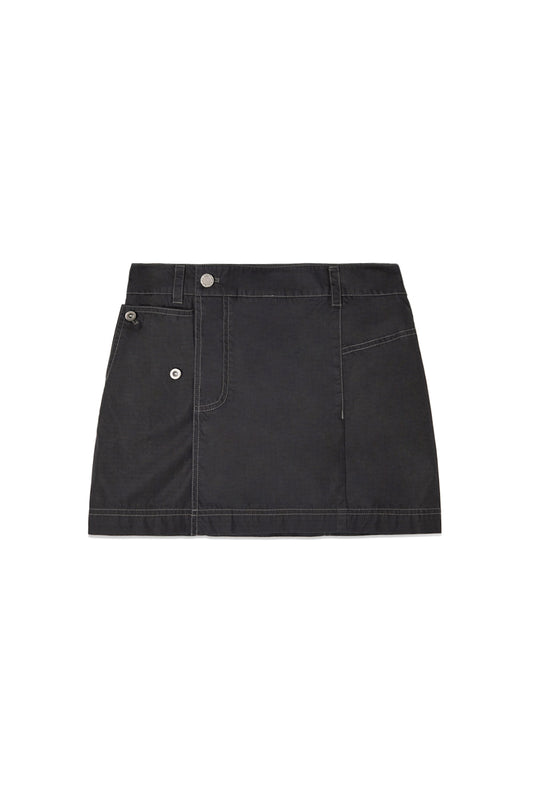 matinkim POCKET FOLDOVER WRAP MINI SKIRT IN BLACK